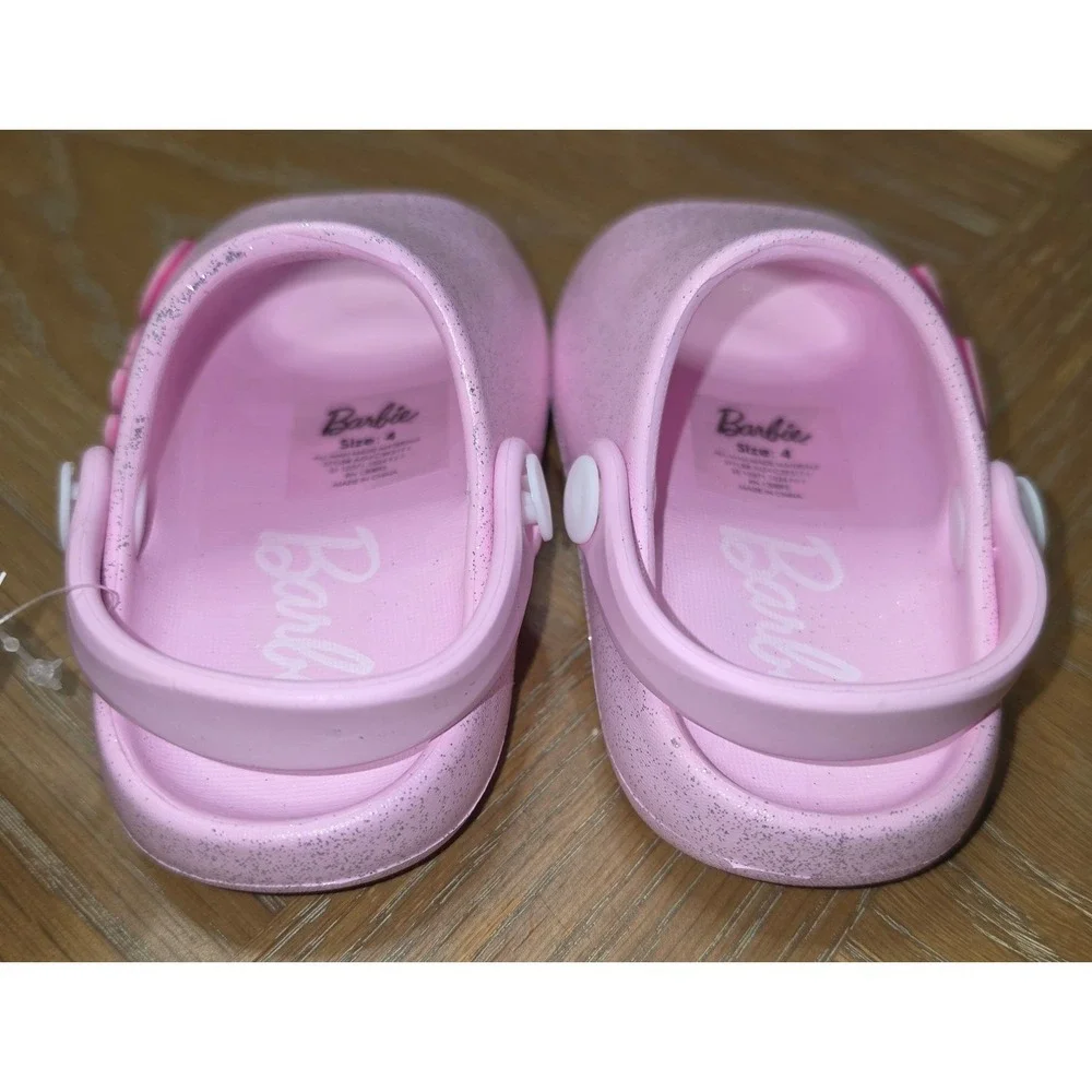 Barbie Toddler Girls Pink Glitter Clogs Slip On Shoes Size 4 AGVC39317-1 NWT